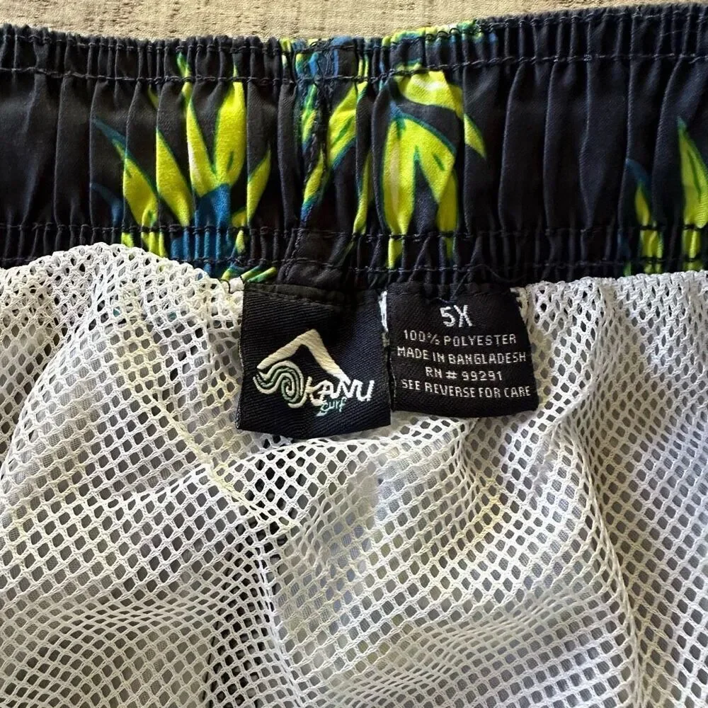 Kanu Surf Men's Monaco Floral Hawaiian Vacation Beach Pool Swim Trunks | 5XL